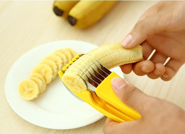 Speedy Veggie Slicer Stainless Steel Banana Fruit Cutter Cucumber Chopper Salad Kitchen Tool