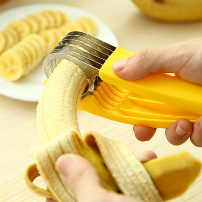 Speedy Veggie Slicer Stainless Steel Banana Fruit Cutter Cucumber Chopper Salad Kitchen Tool