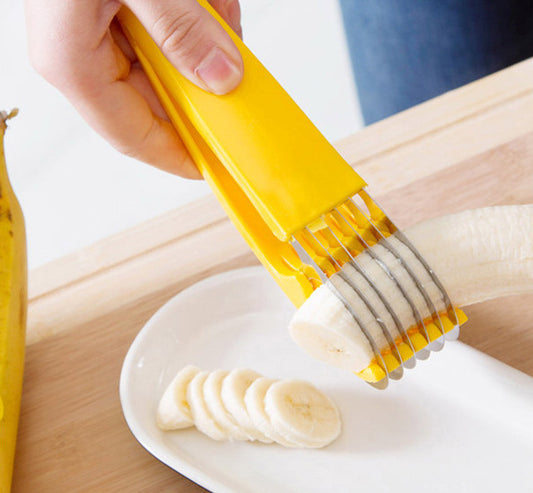 Speedy Veggie Slicer Stainless Steel Banana Fruit Cutter Cucumber Chopper Salad Kitchen Tool